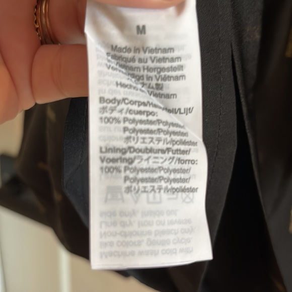 MADEWELL Black & Gold Pattern Faux Wrap Mini Dress size Medium EUC - Picture 5 of 7